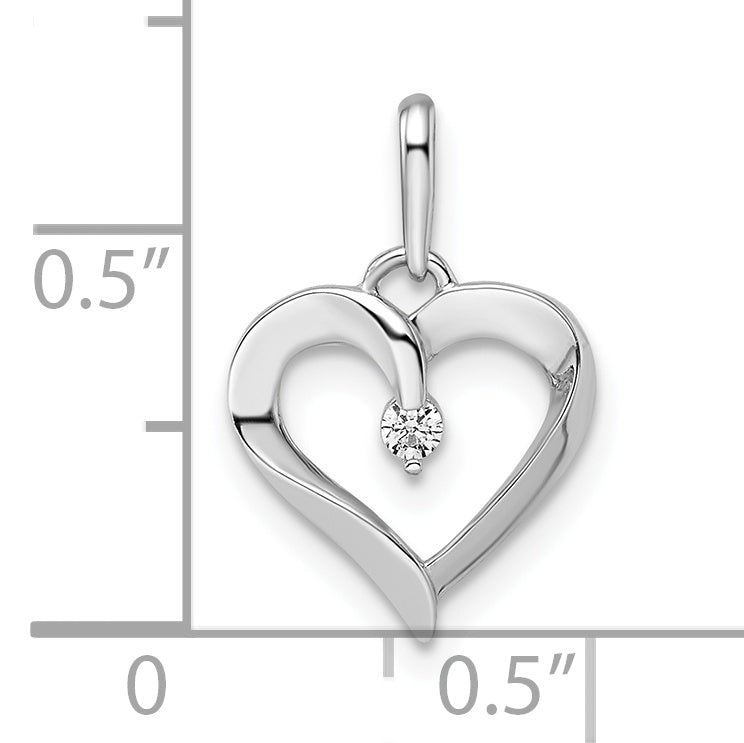 14k White Gold C.Z Heart Design Pendant