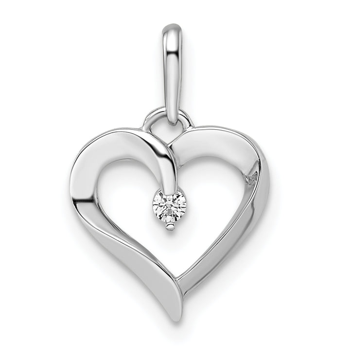 14k White Gold C.Z Heart Design Pendant