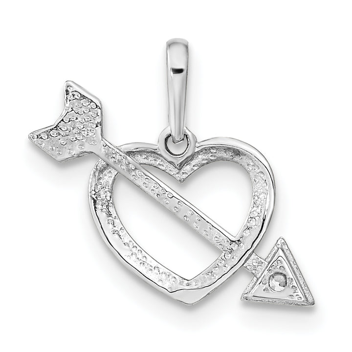 14K White Gold Cut-out Heart with Arrow CZ Pendant