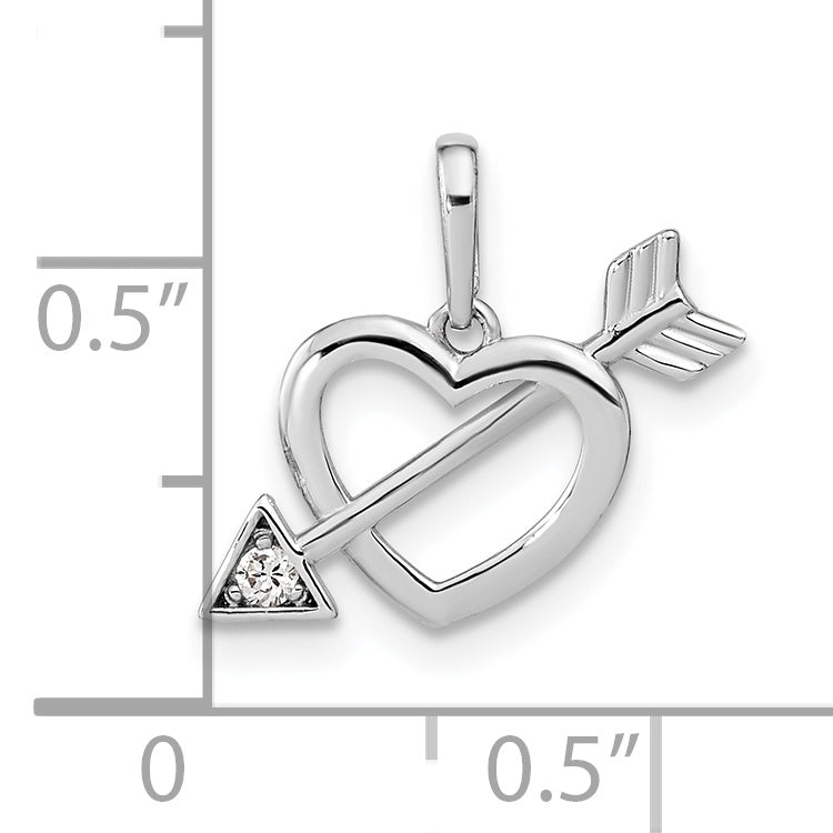 14K White Gold Cut-out Heart with Arrow CZ Pendant