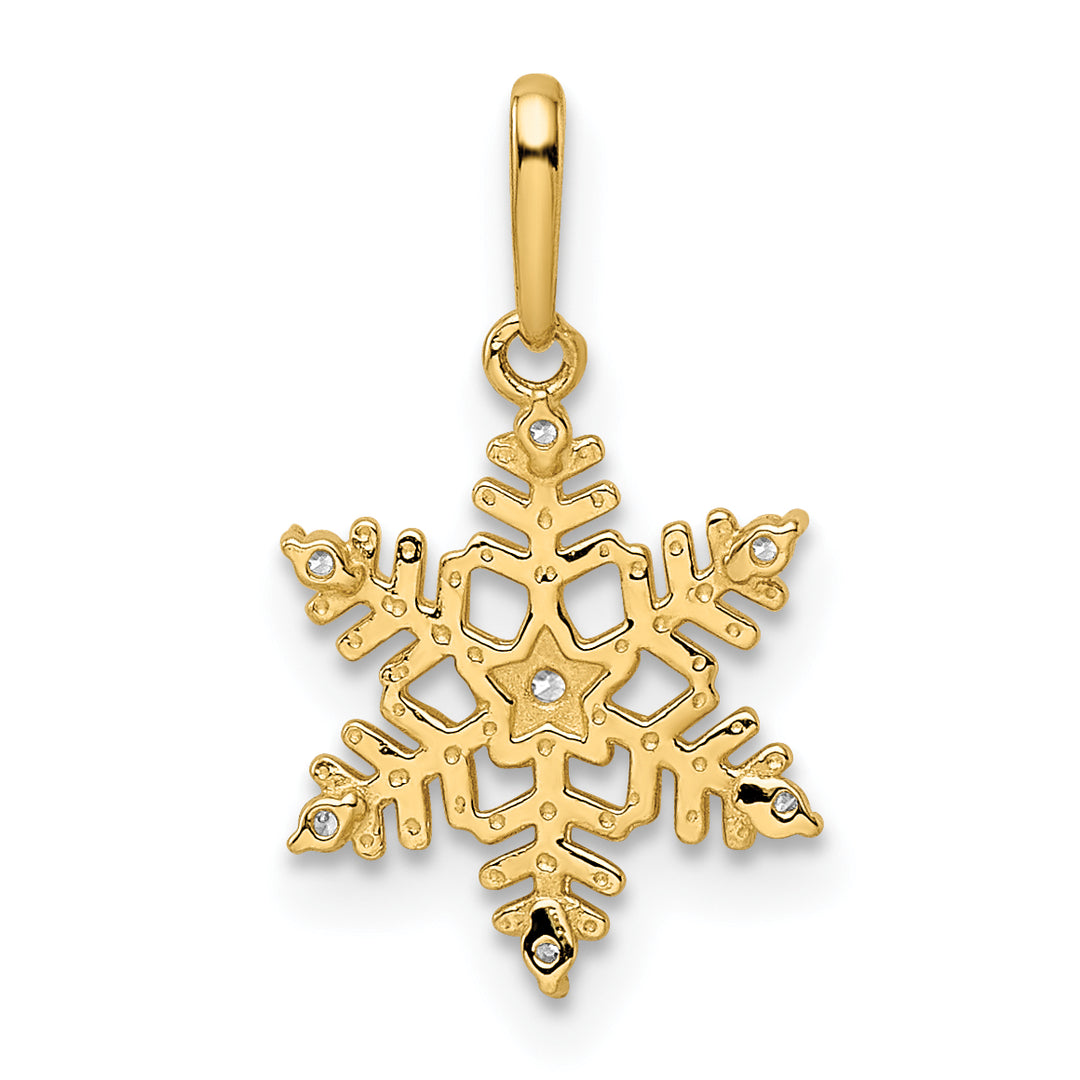 14k Yellow Gold C.Z Snowflake Design Pendant