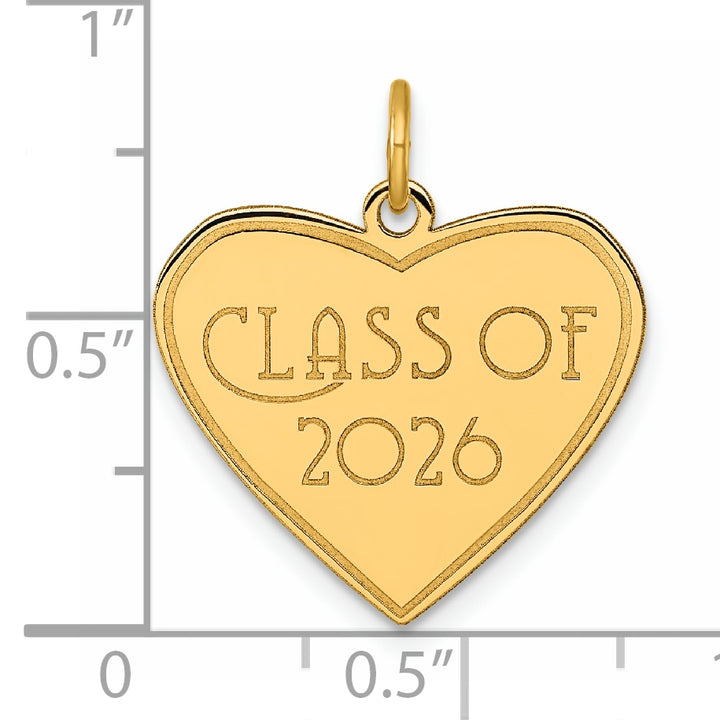 14k Yellow Gold Polished Class of 2026 Heart Charm