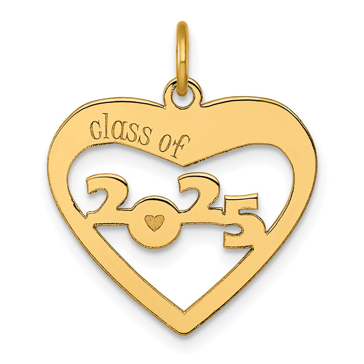 14K Yellow Gold CLASS OF 2025 Cut-Out Heart Design Charm
