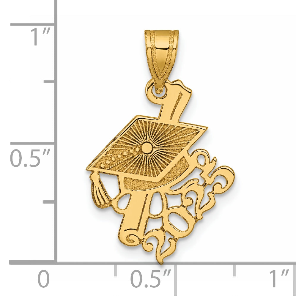 14K Gold Graduation Cap Slanted Diploma 2025 Charm