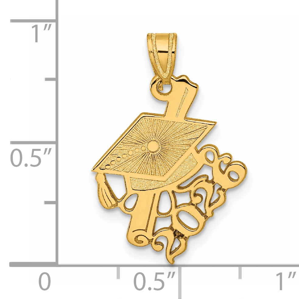14K Yellow Gold Graduation Cap Slanted Diploma 2026 Charm