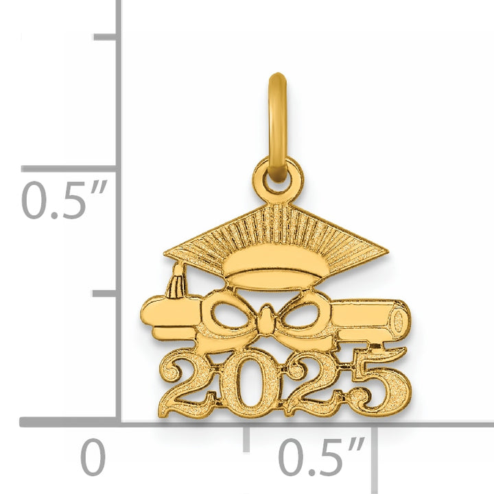 14K Yellow Gold Graduation Cap Diploma 2025 Charm