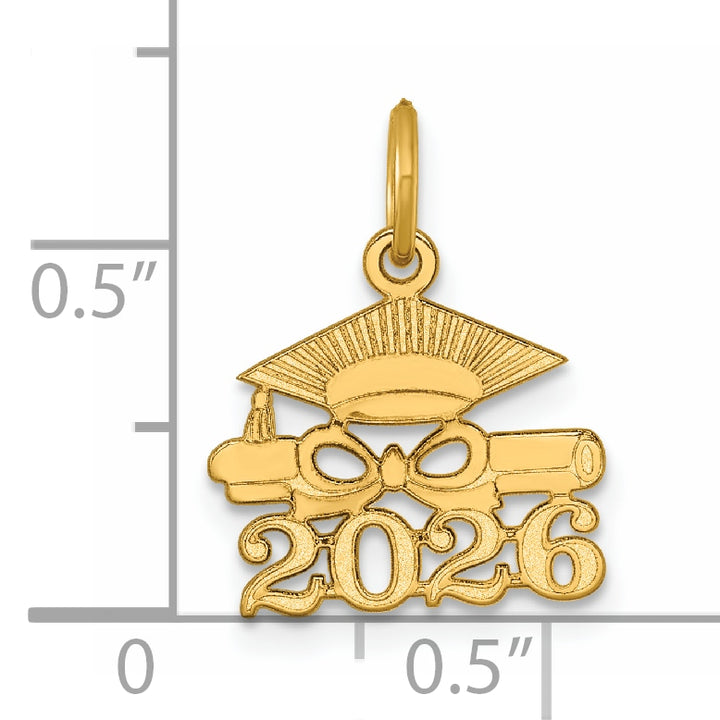 14K Yellow Gold Graduation Cap and Diploma 2026 Charm