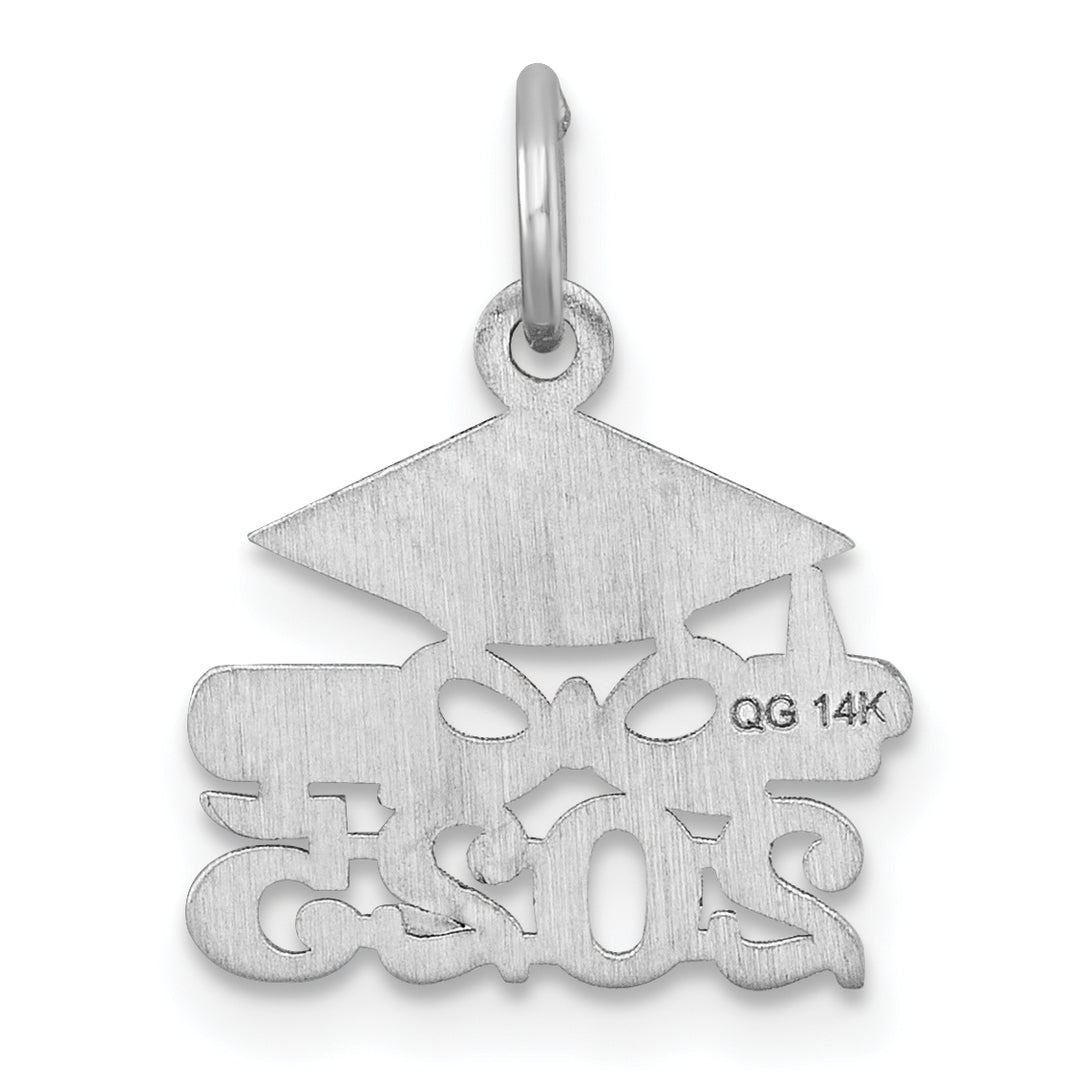 14K White Gold Graduation Cap Diploma 2025 Charm