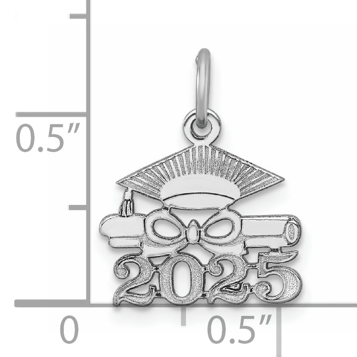 14K White Gold Graduation Cap Diploma 2025 Charm