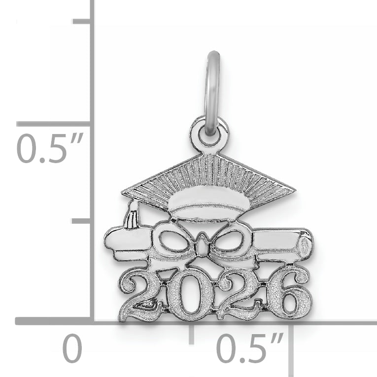 14K White Gold Graduation Cap Diploma 2026 Charm