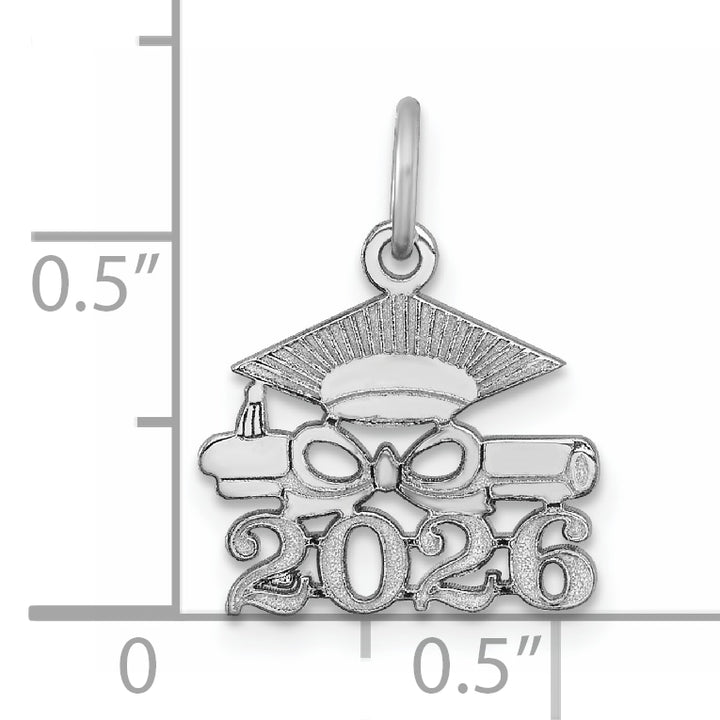 14K White Gold Graduation Cap Diploma 2026 Charm