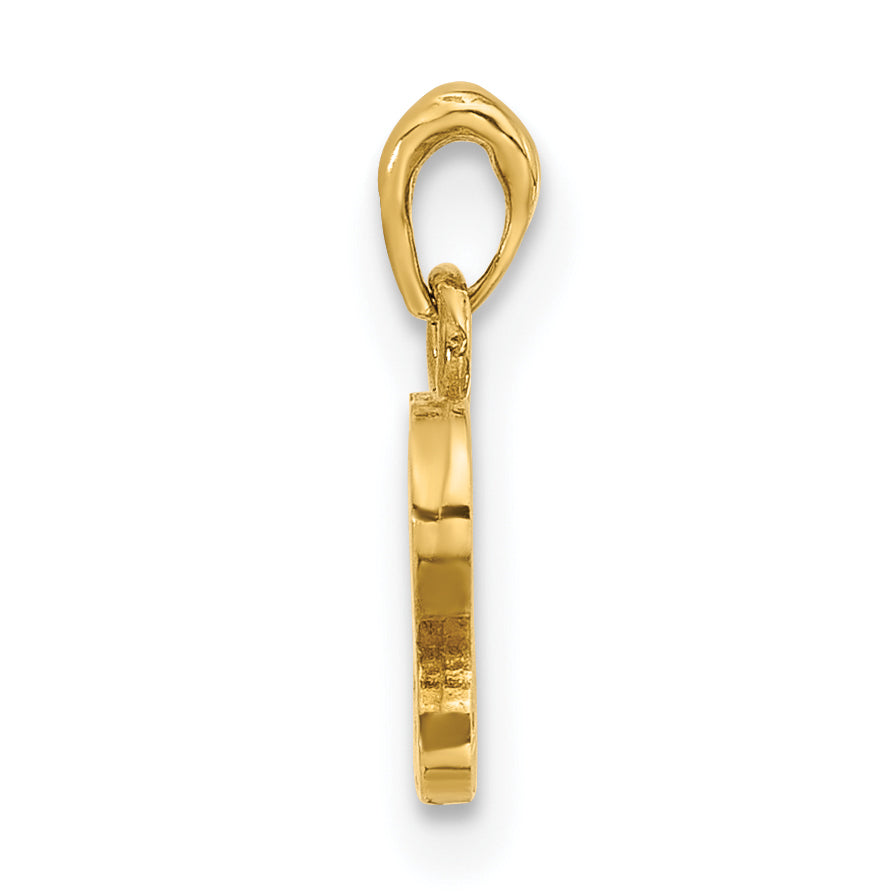 14K Yellow Gold Polished Finish C.Z Butterfly Charm Pendant