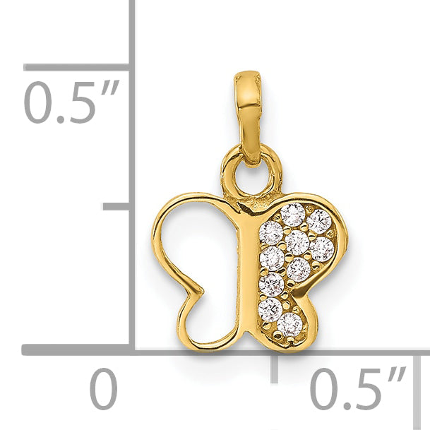 14K Yellow Gold Polished Finish C.Z Butterfly Charm Pendant