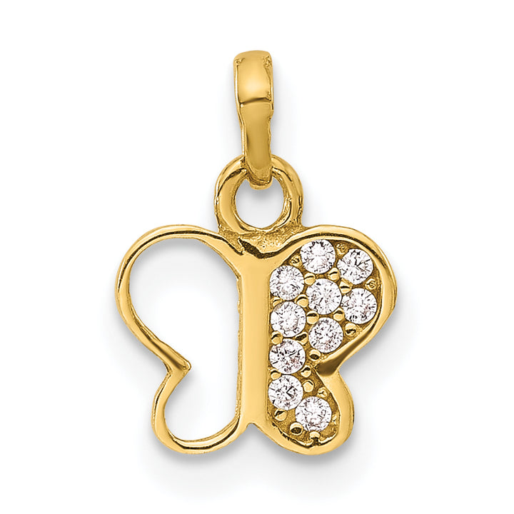 14K Yellow Gold Polished Finish C.Z Butterfly Charm Pendant