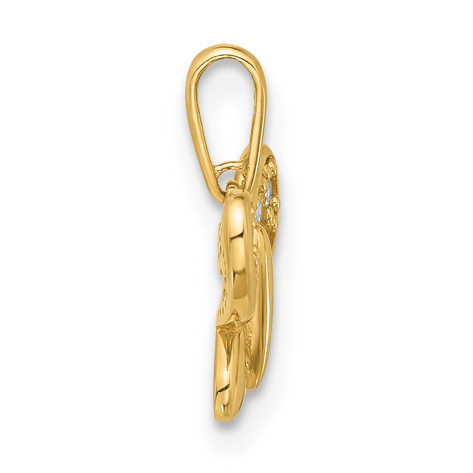 14k Yellow Gold Polished Finish C.Z Butterfly Pendant