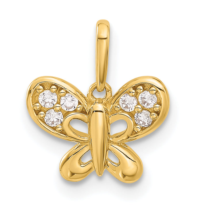 14k Yellow Gold Polished Finish C.Z Butterfly Pendant