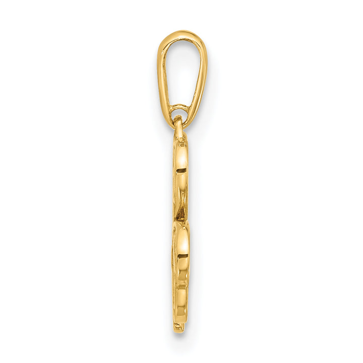 14k Yellow Gold Polished Fancy Three Leaf Clover Pendant