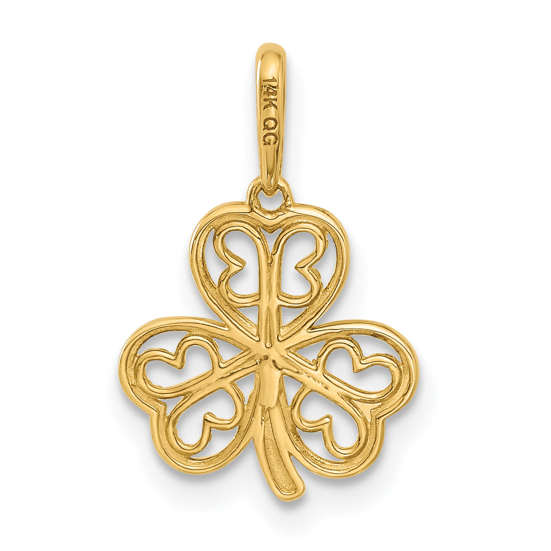 14k Yellow Gold Polished Fancy Three Leaf Clover Pendant