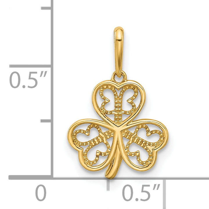 14k Yellow Gold Polished Fancy Three Leaf Clover Pendant