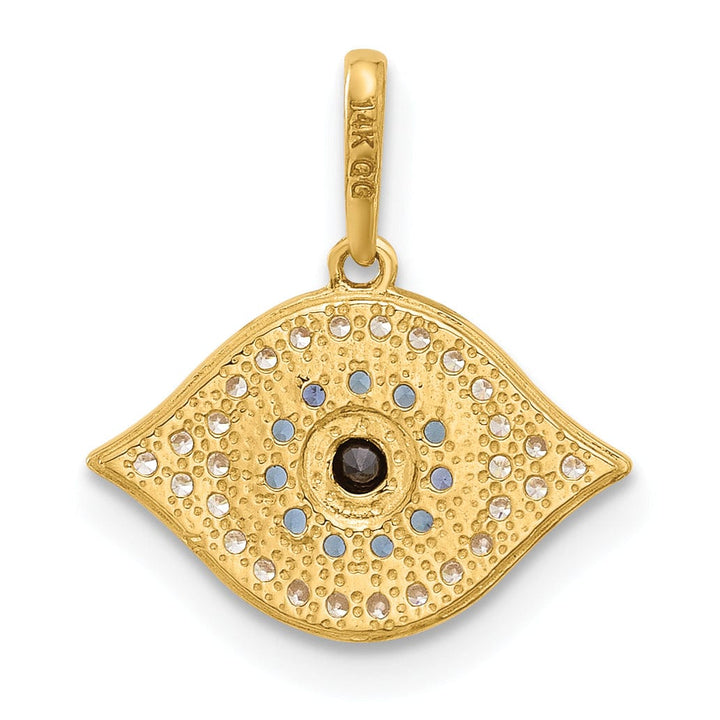 14K Yellow Gold Polished Multi-color C.Z Evil Eye Pendant