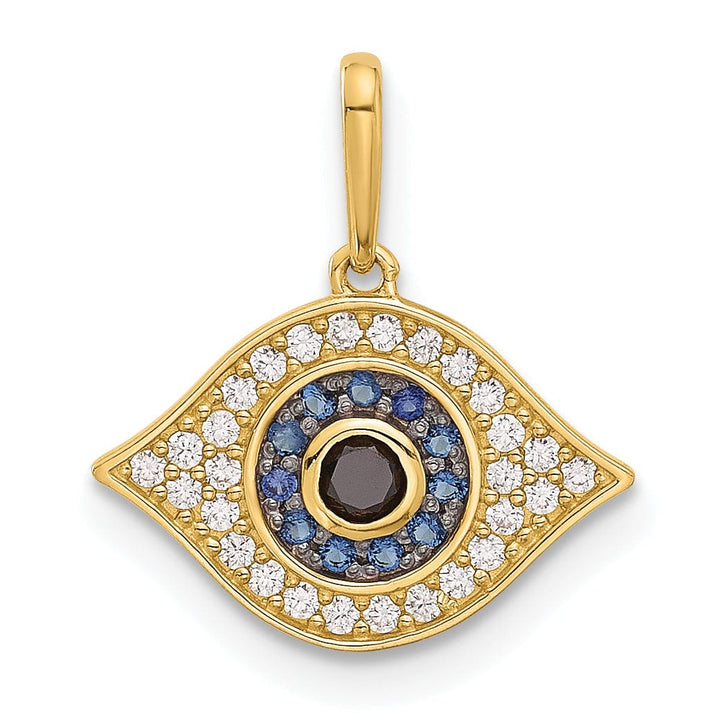 14K Yellow Gold Polished Multi-color C.Z Evil Eye Pendant