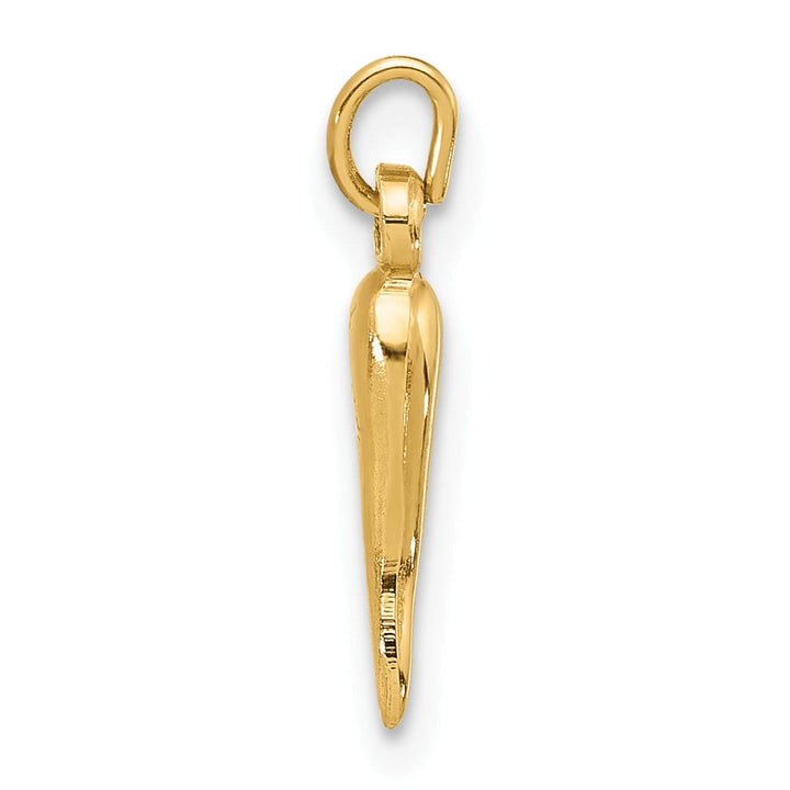 14k Yellow Gold Small Polished Hollow  3-D Italian Horn Pendant