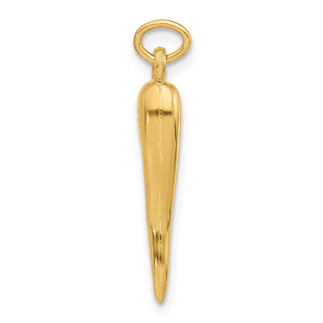 14k Yellow Gold Polished 3-D Hollow Italian Horn Pendant
