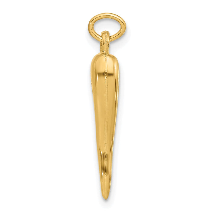 14k Yellow Gold Polished 3-D Hollow Italian Horn Pendant