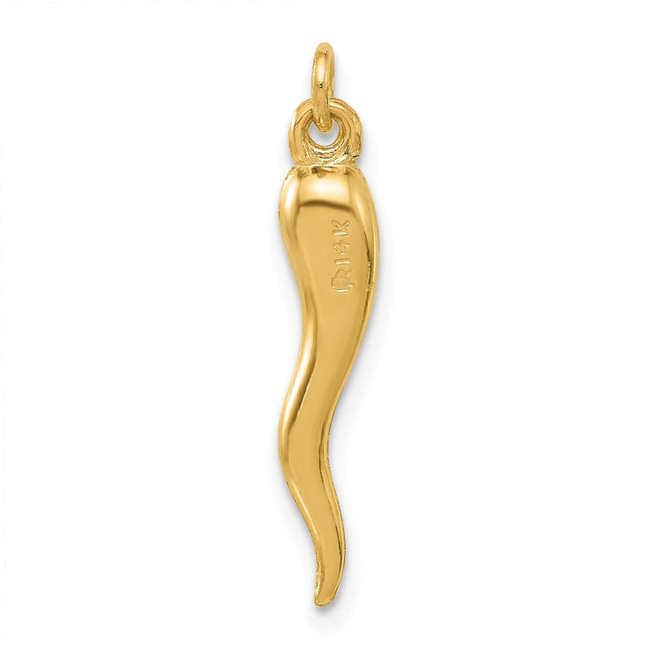 14k Yellow Gold Polished 3-D Hollow Italian Horn Pendant