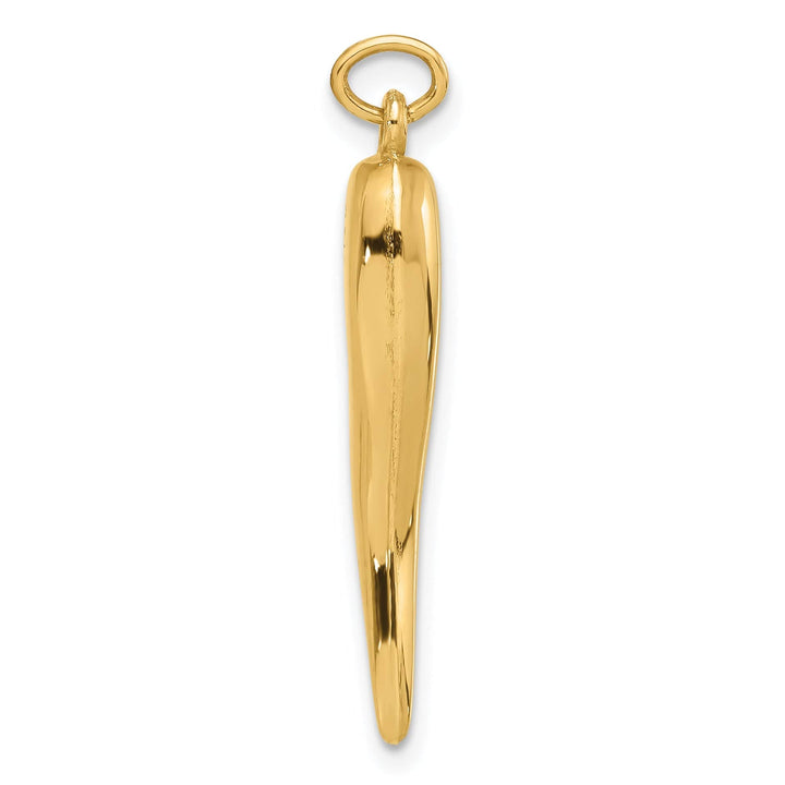 14k Yellow Gold Polished Hollow 3-D Italian Horn Pendant