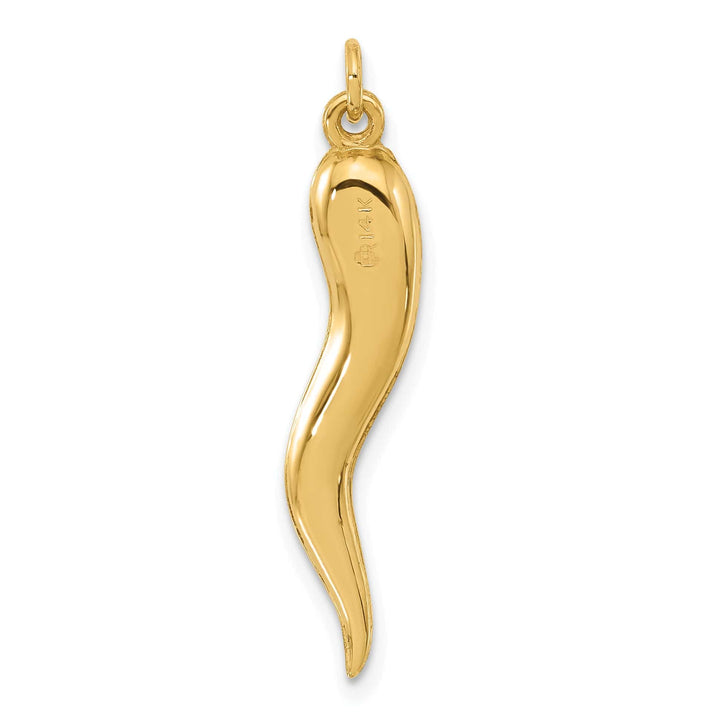 14k Yellow Gold Polished Hollow 3-D Italian Horn Pendant