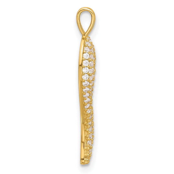 14k Yellow Gold Polished C.Z Large Italian Horn Pendant