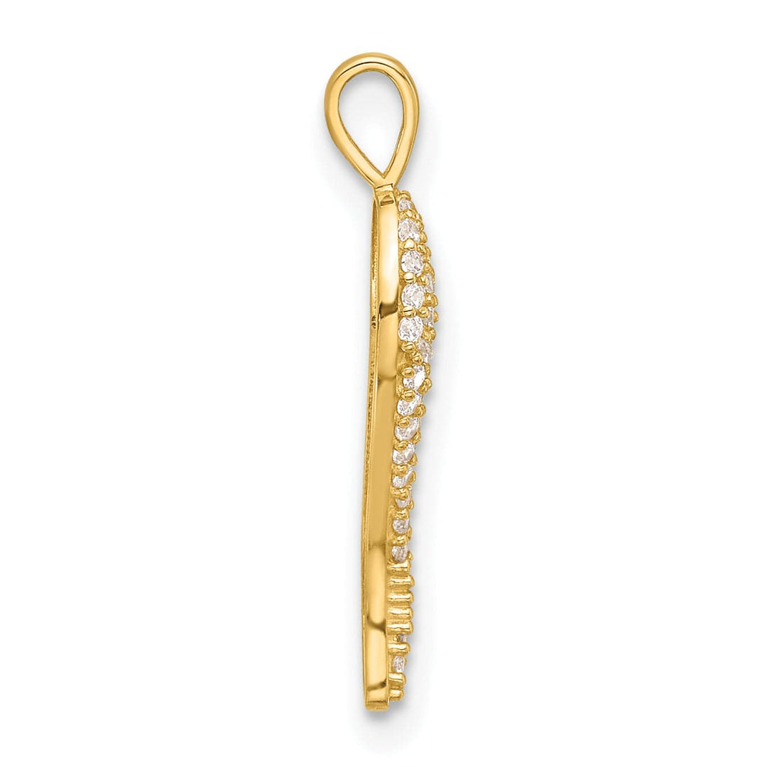 14k Yellow Gold Polished C.Z  Italian Design Horn Pendant