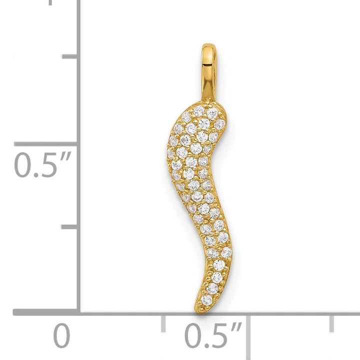 14k Yellow Gold Polished C.Z  Italian Design Horn Pendant