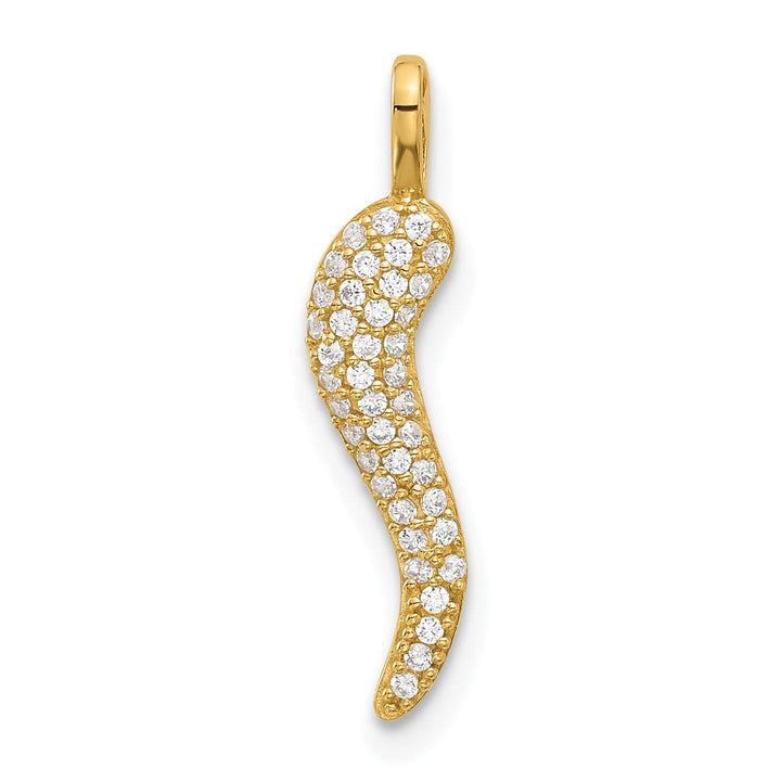 14k Yellow Gold Polished C.Z  Italian Design Horn Pendant