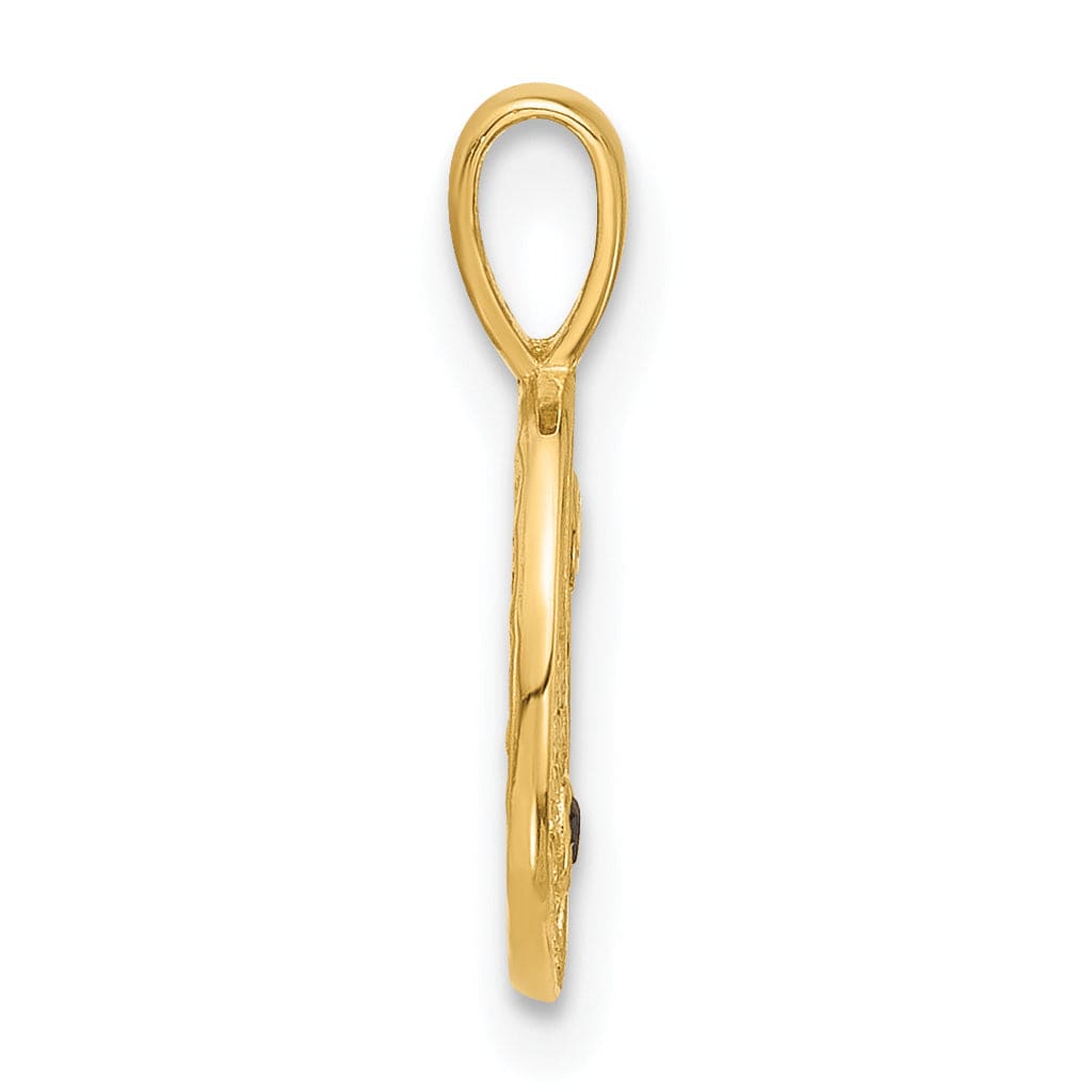 14k Yellow Gold Black, Clear C.Z Yin and Yang Pendant