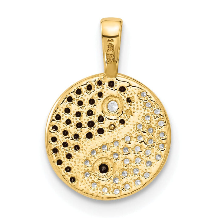 14k Yellow Gold Black, Clear C.Z Yin and Yang Pendant