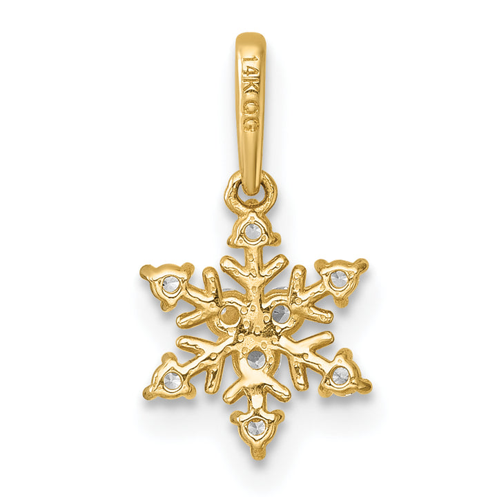 14k Yellow Gold Polished CZ Snowflake Pendant