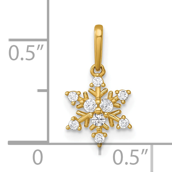 14k Yellow Gold Polished CZ Snowflake Pendant