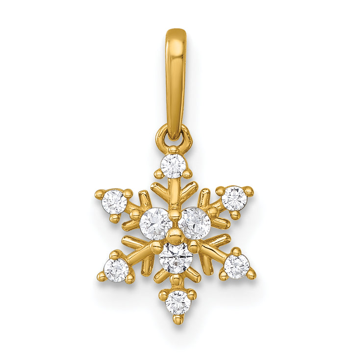14k Yellow Gold Polished CZ Snowflake Pendant