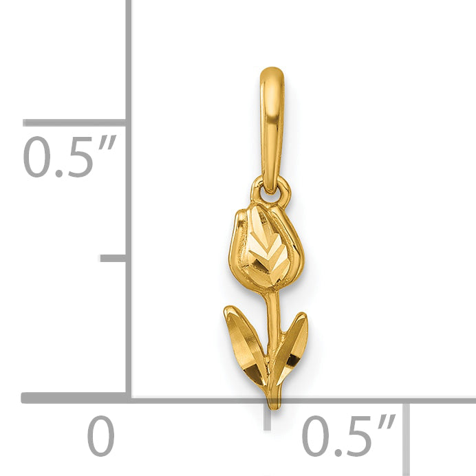 14k Yellow Gold Polished D.C Tulip Charm Pendant