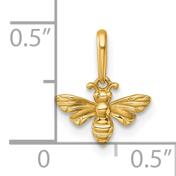 14k Yellow Gold Polished Honey Bee Charm Pendant