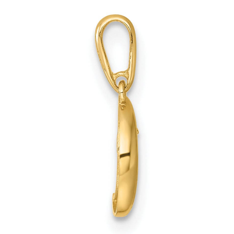 14k Yellow Gold Polished C.Z Moon and Star Charm Pendant