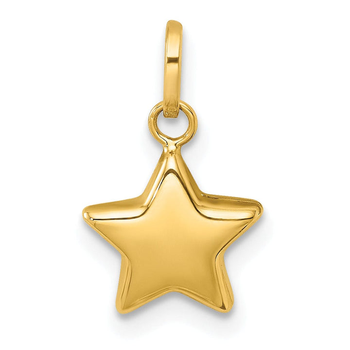 14k Yellow Gold Polished 3-D Puffed Star Charm Pendant