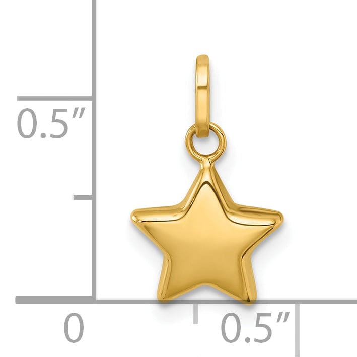 14k Yellow Gold Polished 3-D Puffed Star Charm Pendant