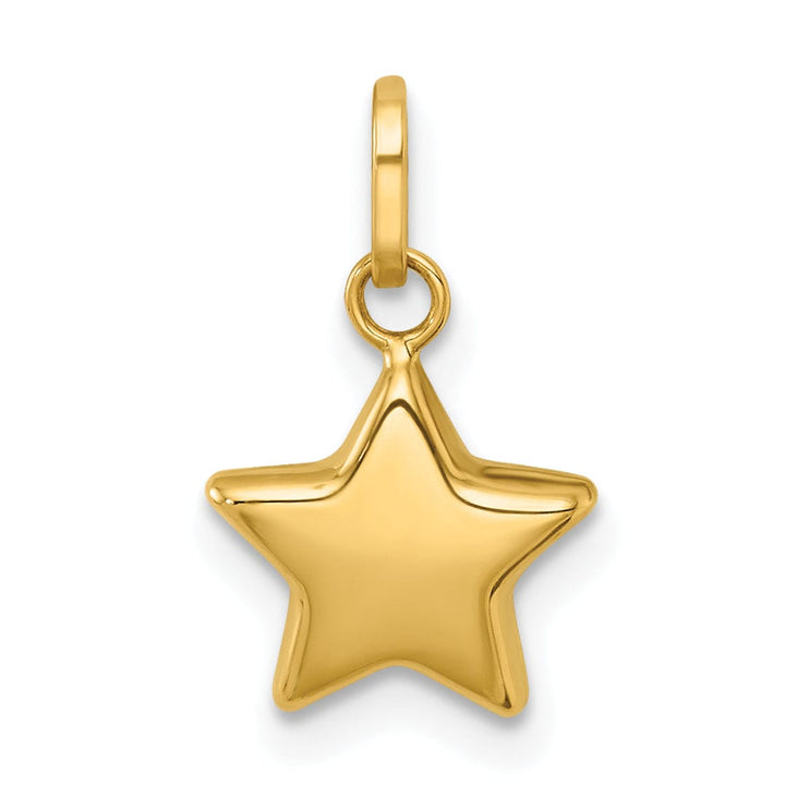 14k Yellow Gold Polished 3-D Puffed Star Charm Pendant