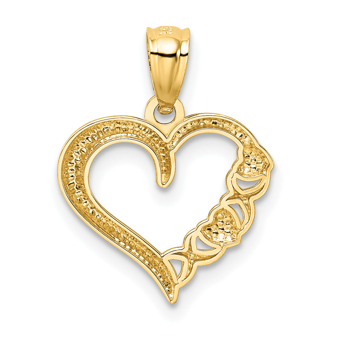 14k Yellow Gold White Rhodium Heart X Design Pendant