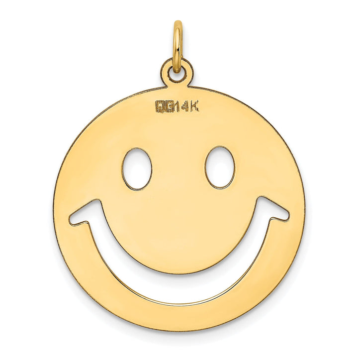 14k Yellow Gold Smiley Face Cut Out Design Charm Pendant
