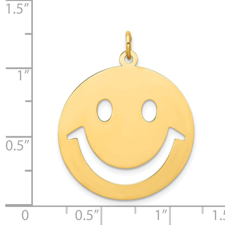 14k Yellow Gold Smiley Face Cut Out Design Charm Pendant