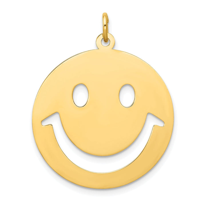 14k Yellow Gold Smiley Face Cut Out Design Charm Pendant